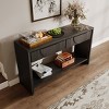 55.12" Farmhouse Console Table with Storage Drawers, 2-Tier Entryway Table with Open Shelf for Hallway, Living Room, or Office – The Pop Home - 3 of 4