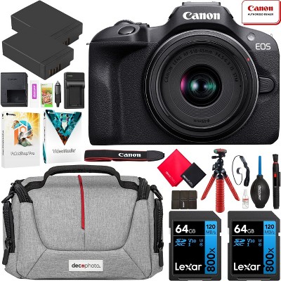 Canon EOS R100 Mirrorless Camera w/ 18-45mm F4.5-6.3 IS STM Lens Kit Essential Bundle