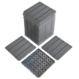 VINGLI Interlocking Deck Tiles, Anti-Slip Plastic Tiles for All Weather, Outdoor Flooring for Patio, Poolside, 27 Pcs 11.8"x11.8" - 1 of 4