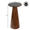JONATHAN Y Linden 21.5" Farmhouse Industrial Mango Wood Drink Table with Round Black Glass Top & Cone Pedestal Base - 3 of 4