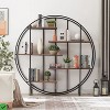 Round 5-Tier Bookcase, Open Freestanding Industrial Shelf for Books & Plants, Rustic Brown Display for Living Room, Home Office, Entryway, Bedroom - 4 of 4
