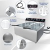 Dual-Tank Commercial Deep Fryer,  Stainless Steel Countertop Fryer Machine with Baskets and Lids - 3 of 4