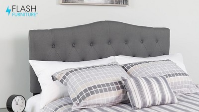 Light Gray Twin Tufted Upholstered Headboard with Metal Frame