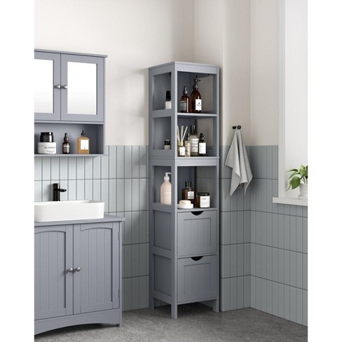 Hastings Home Freestanding Bathroom Storage Cabinet With Slat Door
