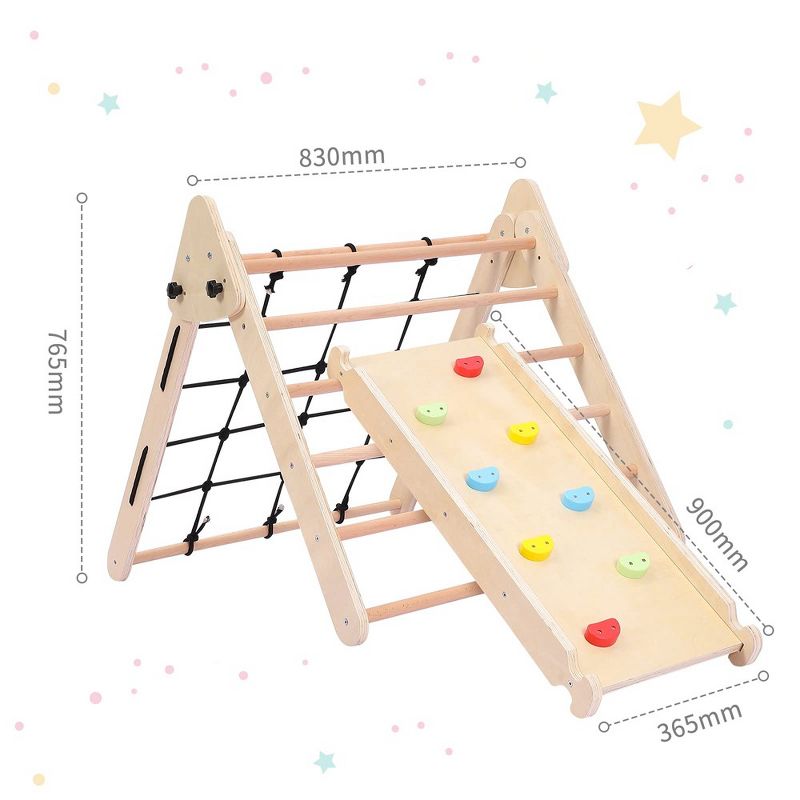 Wooden Climbing and Sliding Indoor Gym Playset for Toddlers, 2 of 7