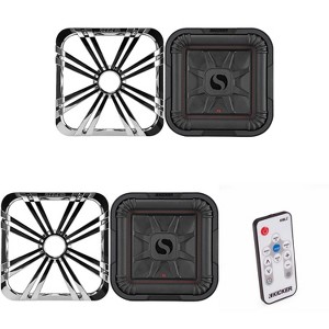 Kicker (2) 46L7T102 L7T L7-Thin 10-Inch (25cm) Subwoofer, Dual Voice Coil, 2-Ohm, 500 Watt w/ Chrome  LED Grill & Remote Bundle - 1 of 4