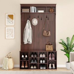 PAGED 70.9 inch Hall Tree for Entryway,Coat Rack with 7 Coat Racks and Shoe Storage,Entryway Furniture for Hallway,Living Room,Bedroom - 1 of 4