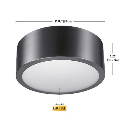 Edinburg Black Iron LED Flush Mount Ceiling Light with Frosted Glass