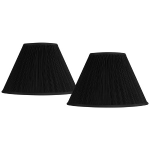 Springcrest Collection Set of 2 Pleat Empire Lamp Shades Deep Black Large 7" Top x 17" Bottom x 11.5 Slant Spider Replacement Harp and Finial Fitting - 1 of 4