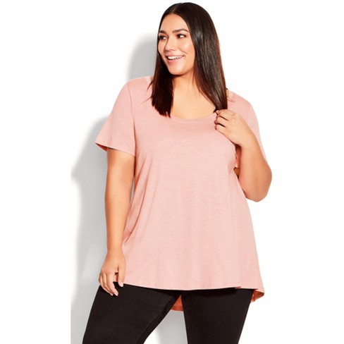 Women's Plus Size Swing Trim T-shirt - Rose | Avenue : Target