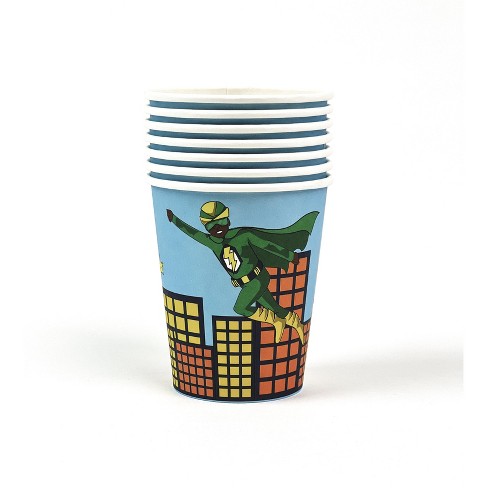 Anna + Pookie 8oz Boy Green Super Hero Paper Party Cups 8 Ct. - image 1 of 2