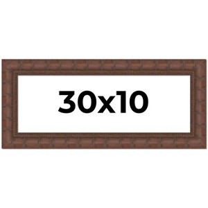 PosterPalooza | 30x10 Wide Bamboo Picture Frame, UV Acrylic, 4 Finishes - Brown, Black, Silver, and Natural - 1 of 4