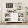 Whizmax 56" Coffee Bar Cabinet with 2 Fluted Glass Doors, Modern Sideboard Buffet Cabinet with 3 Large Drawers for Kitchen Dining Living Room - 4 of 4
