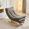 Hyleory Solid Wood Upholstered Rocking Chair with Retractable Hidden Footrest - 3 of 4