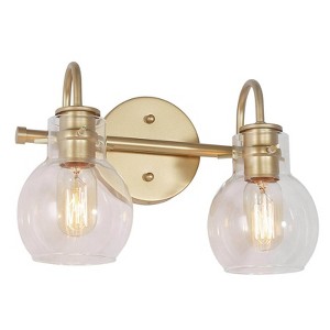 LNC Charm 13-in 2-Lights Matte Gold with Clear Glass Shade Modern/Contemporary Vanity Lightss - 1 of 4