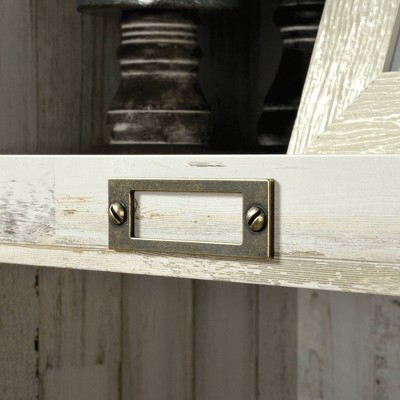Elegant White Plank Wood Bookcase with 10 Cubbies and ID Labels