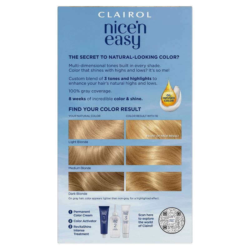 Clairol Nice'n Easy Permanent Hair Color Cream Kit - Blonde, 2 of 9