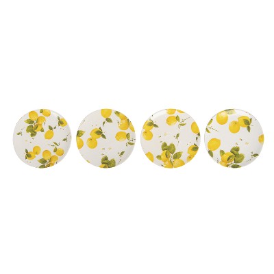 Transpac Ceramic 6.75 in. Lemon Appetizer Plates Set of 4