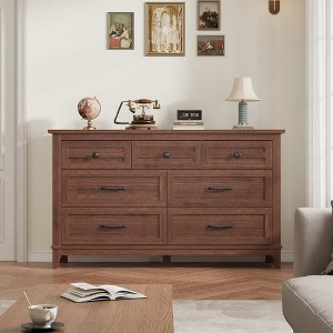 Coolmee 7 Drawers Dresser for Bedroom, Wood Rustic Chest of Drawers with Natural Texture, Storage Dressers Organizer for Bedroom, Living Room - 1 of 4