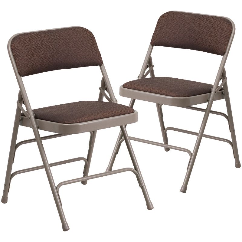 Flash Furniture 2 Pack HERCULES Series Curved Triple Braced & Double Hinged Fabric Upholstered Metal Folding Chair, 1 of 8
