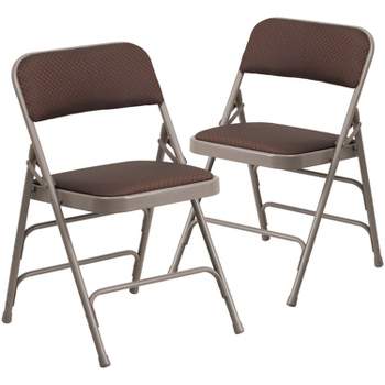 Flash Furniture 2 Pack HERCULES Series Curved Triple Braced & Double Hinged Fabric Upholstered Metal Folding Chair