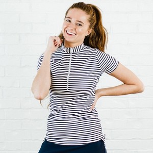 Calypsa Women's Half-Zip Short Sleeve Rashguard UPF 50+ Adele Swim Top - 1 of 4