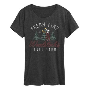 Women's - Peanuts - Woodstocks Tree Farm Short Sleeve Graphic T-Shirt - 1 of 4