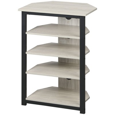 SEVOBAL TV Stands and Consoles Corner TV Stand with 4 Storage Shelves and Cable Management for Living Room, Gray, 23.5"*15.8"*33.8"