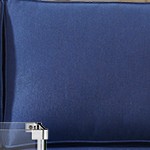 blue cushion/gray wicker