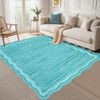 Washable Scalloped Rugs for Living Room Bedroom, Modern Solid Non Slip Rugs for Nursery Room Kids Room, Large Low Pile Carpet for Dining Room - 3 of 4
