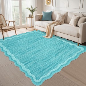 Washable Rugs for Living Room Scalloped Rug Modern Non Slip Non Shedding Carpet for Bedroom - 1 of 4