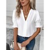 Women Tops Short Sleeve - Summer Casual V Neck Solid Color Flowy Trendy Tunic Blouses Shirt - 3 of 4