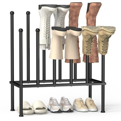 2-Tier Free-Standing Tall Boots Rack£¬Metal Shoe Racks Storage Fit for 6 Pairs Boot