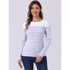 INSPIRE CHIC Women's Color Block Round Neck Long Sleeves Striped Basic T-Shirt - 3 of 4
