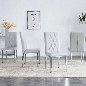 CAVINAS Velvet Armless Chairs, Dining Chairs with Metal Legs, Grid and Buckle Design for Kitchen, Conference Room, Living Room - 1 of 4