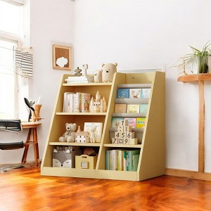 Alilang 35.50 Inch Dual-Sided Wooden Bookshelf with Multi-Tier Storage and Display - Wood - 1 of 4