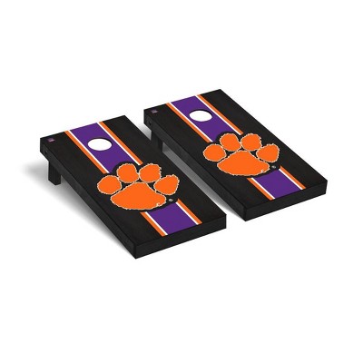 NCAA Clemson Tigers Premium Cornhole Board Onyx Stained Stripe Version