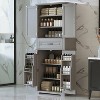 72" Bathroom Storage Cabinet, Kitchen Pantry Cabinet, Freestanding Storage Organizer with Adjustable Shelves for Living Room Bathroom Kitchen - 2 of 4