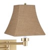 Barnes and Ivy Alta Warm Gold Plug-In Swing Arm Wall Lamp with Burlap Square Shade - 2 of 4