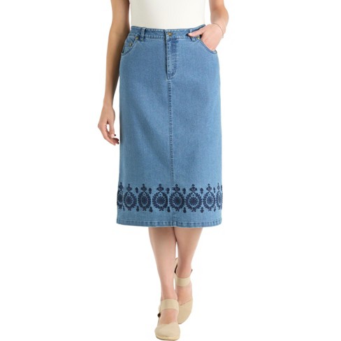 Woman Within Women's Plus Size Petite Stretch Denim Jean Skirt - image 1 of 4