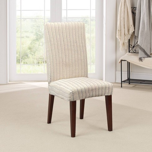 Short Dining Room Chair Slipcover Cream, Sure Fit Matelasse Damask Dining Room Chair Cover White