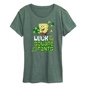 Women's - SpongeBob Squarepants - Luck Of The Square Pants Short Sleeve Graphic T-Shirt - 1 of 4
