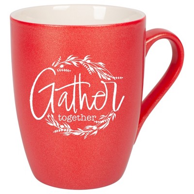 Elanze Designs Gather Together Wreath Crimson Red 10 ounce New Bone China Coffee Cup Mug