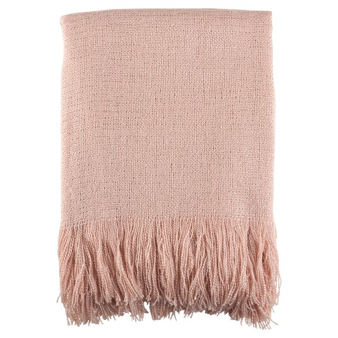 Pink Fringe Hem Throw Blankets 50 x60 Saro Lifestyle Target