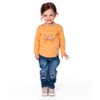 Deux par Deux Girl Organic Cotton T-Shirt Golden Yellow with Cat - 2 of 4