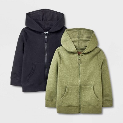 Image of Toddler Boys' 2pk Fleece Crew Neck Sweatshirt - Cat & Jack™ Black/Olive Green 18M