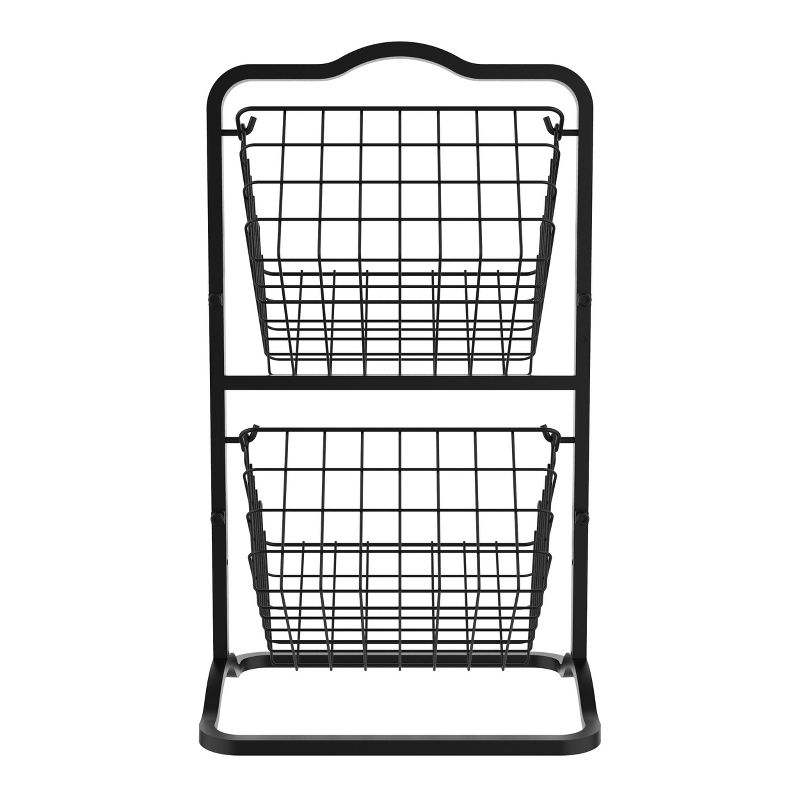 Oceanstar 2-Tier Storage Kitchen Wire Basket Stand, Black, 3 of 7