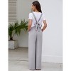 Coolmee Women Casual Maternity Square Neck Sleeveless Straps Wide Leg Long Jumpsuit With Pockets Beach Vacation Outfits - 3 of 4