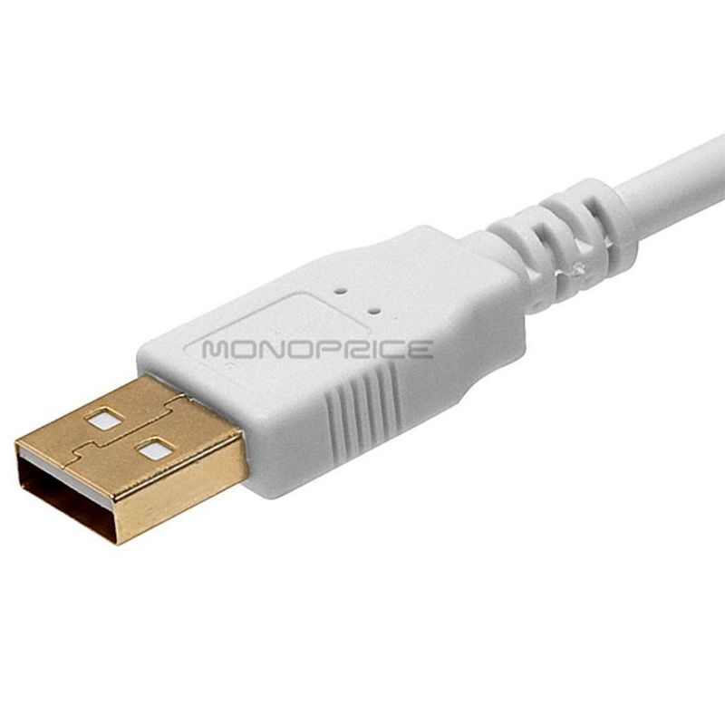 Monoprice USB 2.0 Cable - 3 Feet - White | USB Type-A Male to USB Type-B Male, 28/24AWG, Gold Plated, 2 of 4