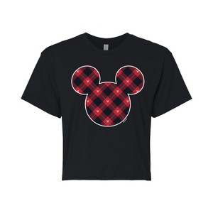 Women's - Disney - Argyle Mickey Cropped Graphic T-Shirt - 1 of 4